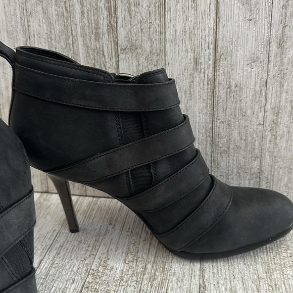 Coach Tessie Black Leather Heeled Buckle Ankle Booties - Picture 9 of 10